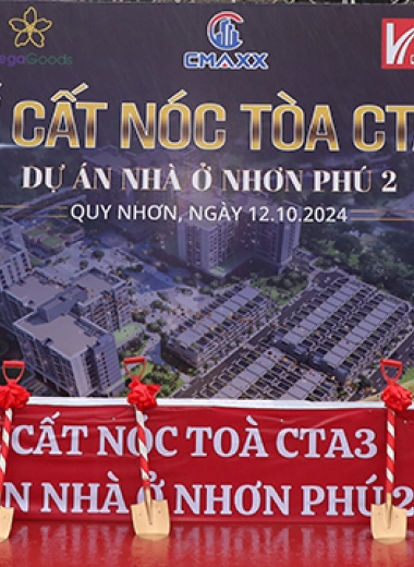 Lễ cất nóc tòa CTA3 - Dự án Nhà ở xã hội Nhơn Phú 2